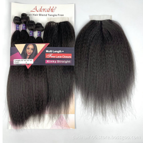 Adorable Kinky Curl Weft Hair Weaving,Packet Hair Extensions Pure Color Hair Bundles One Pack Deal For Women Kinky Straight 4PC